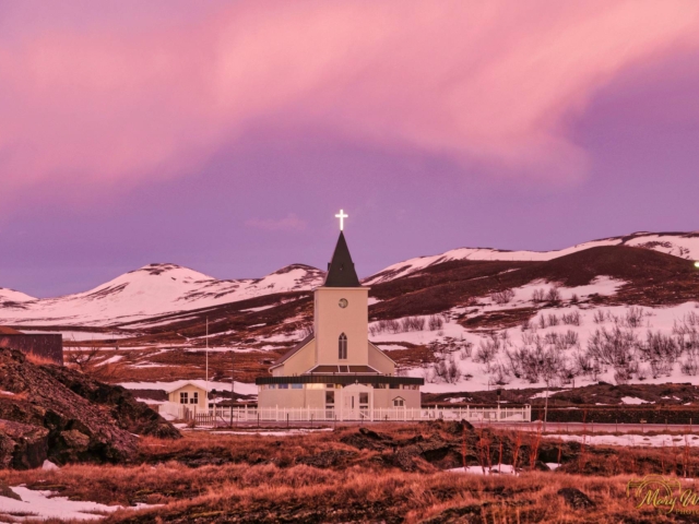 Sunset Lake Myvatn Iceland