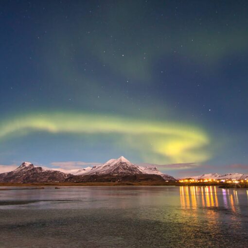 Aurora Djupivogur Fishing Village Iceland