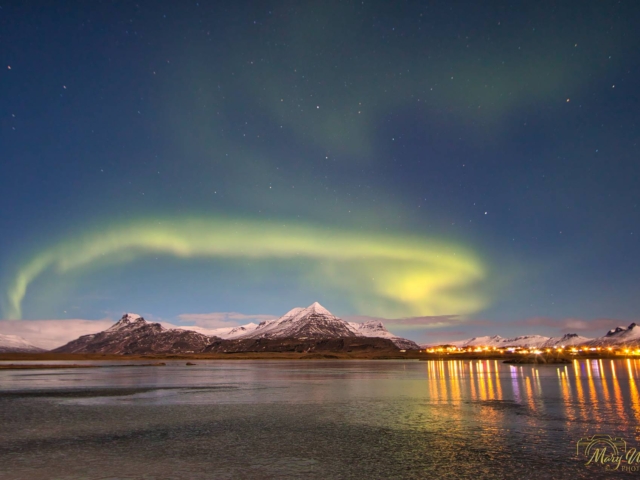 Aurora Djupivogur Fishing Village Iceland