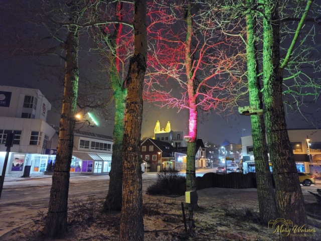 Colorful Lights Akureyri Iceland