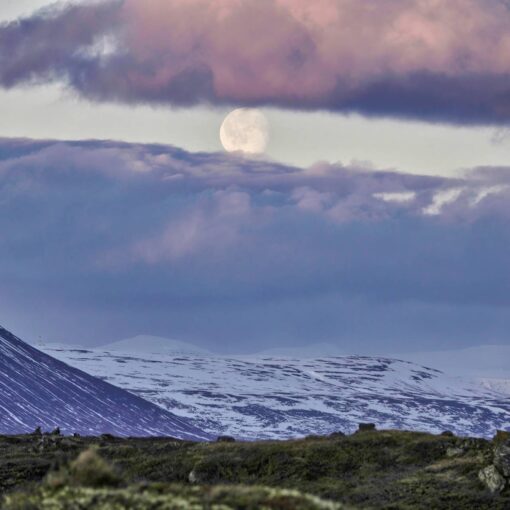 Moonset Godafoss Area North Iceland
