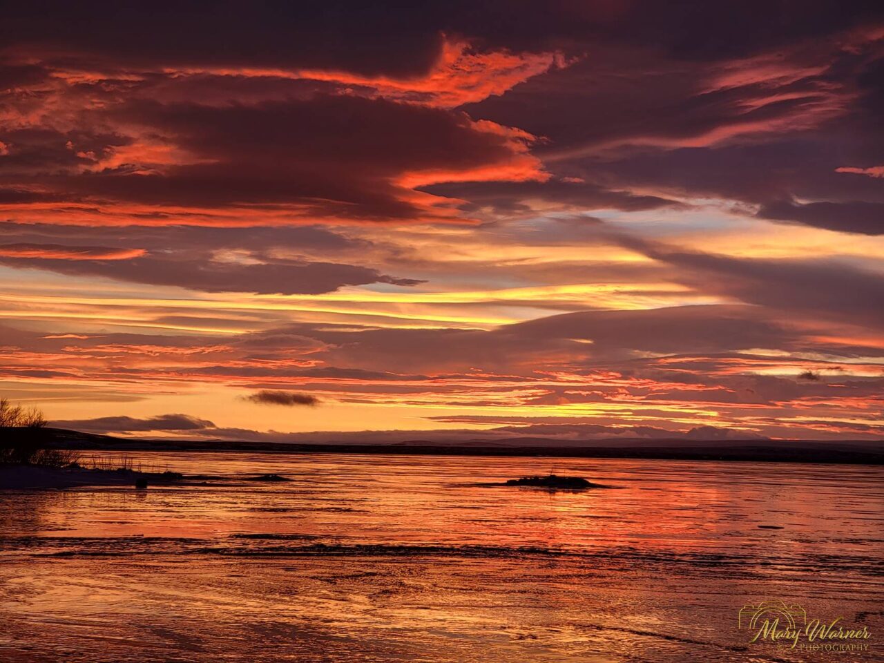Sunset Lake Myvatn Iceland
